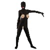 Black Super Springy Shiny Spandex-latex Catsuit Unisex Showing Mouth and Breast and Vagina