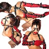 Red-Black Leather Opera Gloves Harness