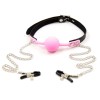 Nipple Clamp With Pink Silicone Ball Gags