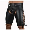 Male black PU leather shorts