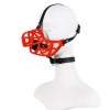 Silicone Dog Mouth Mask PU Leather With Mesh Ball Black / Red -B
