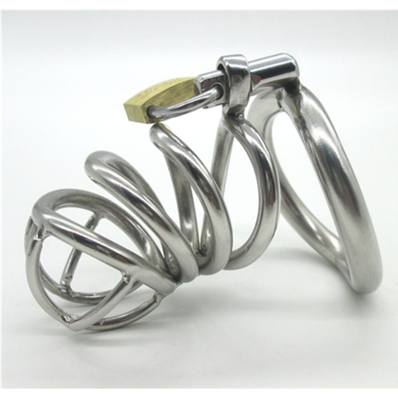 Stainless Steel Male Chastity Device With Arc Shaped Cock Ring Zc L